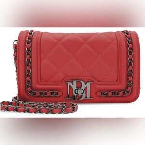 BADGLEY MISCHKA Small Crossbody w/Frame & Chain on the Cover-Red (NWT)